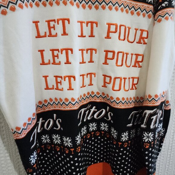 Tito's Vodka Let It Pour Ugly Christmas Sweater Orange Black White Size XXL Men - Picture 5 of 12